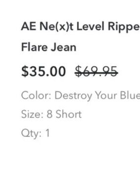 American Eagle Next Level Ripped Super High Waisted Flair Jean - Size 8 Short